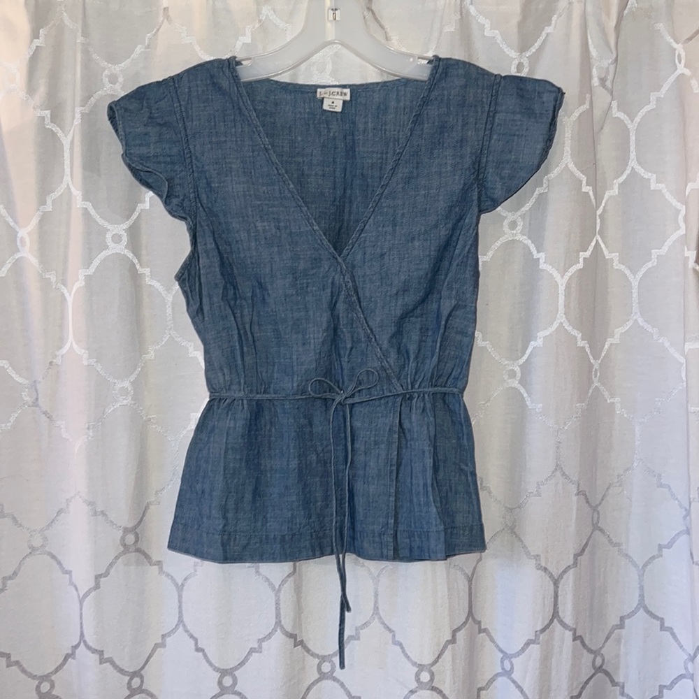 J. Crew Denim Wrap Blouse